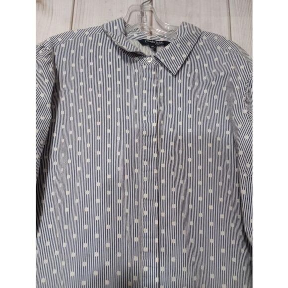 Chadwicks Shirt Ladies Extra Large Tall Blue‎ Striped Button Down - Picture 3 of 8